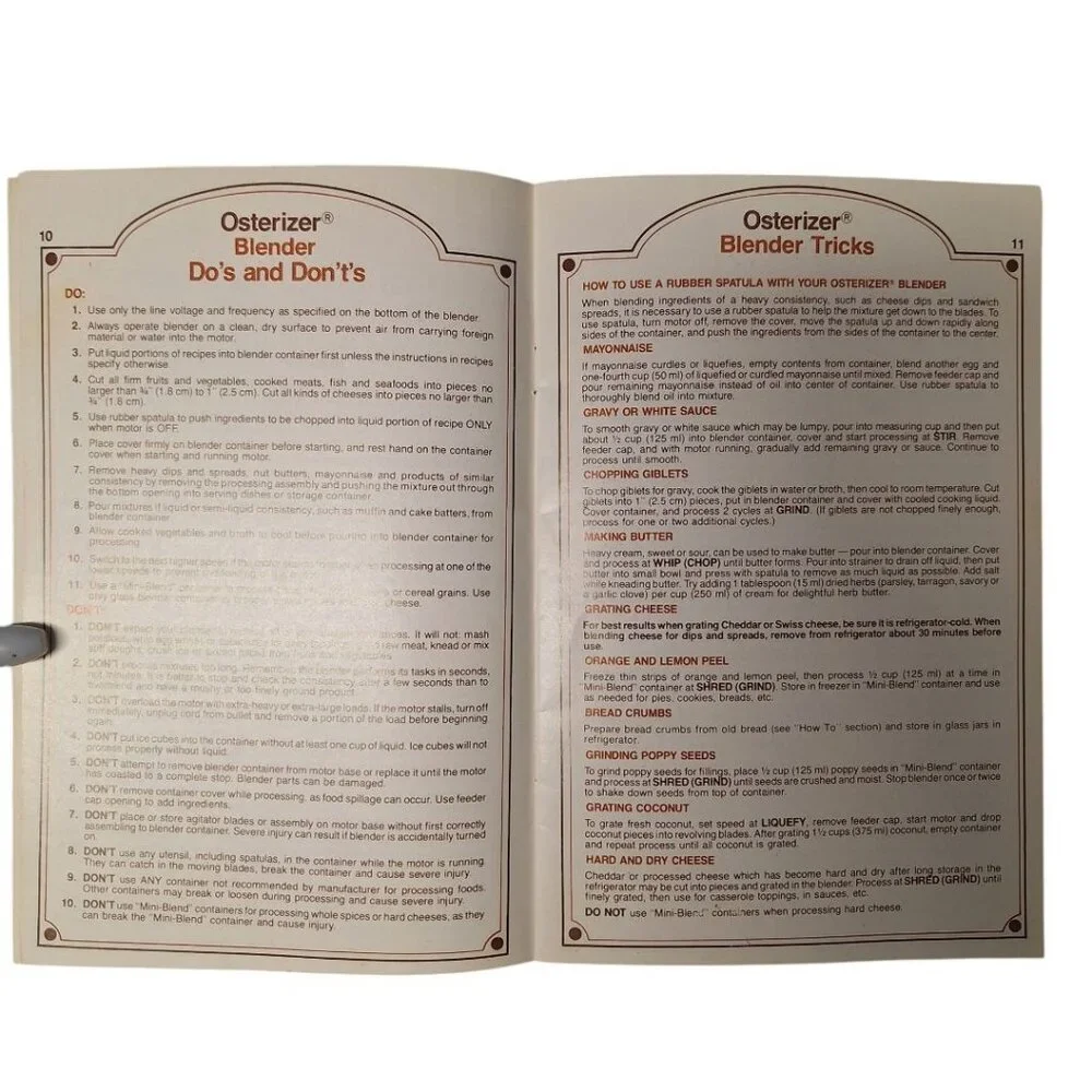Osterizer Blender Creative‎ Cookery Book Instructions Tips Recipes 180 USA Pulse
